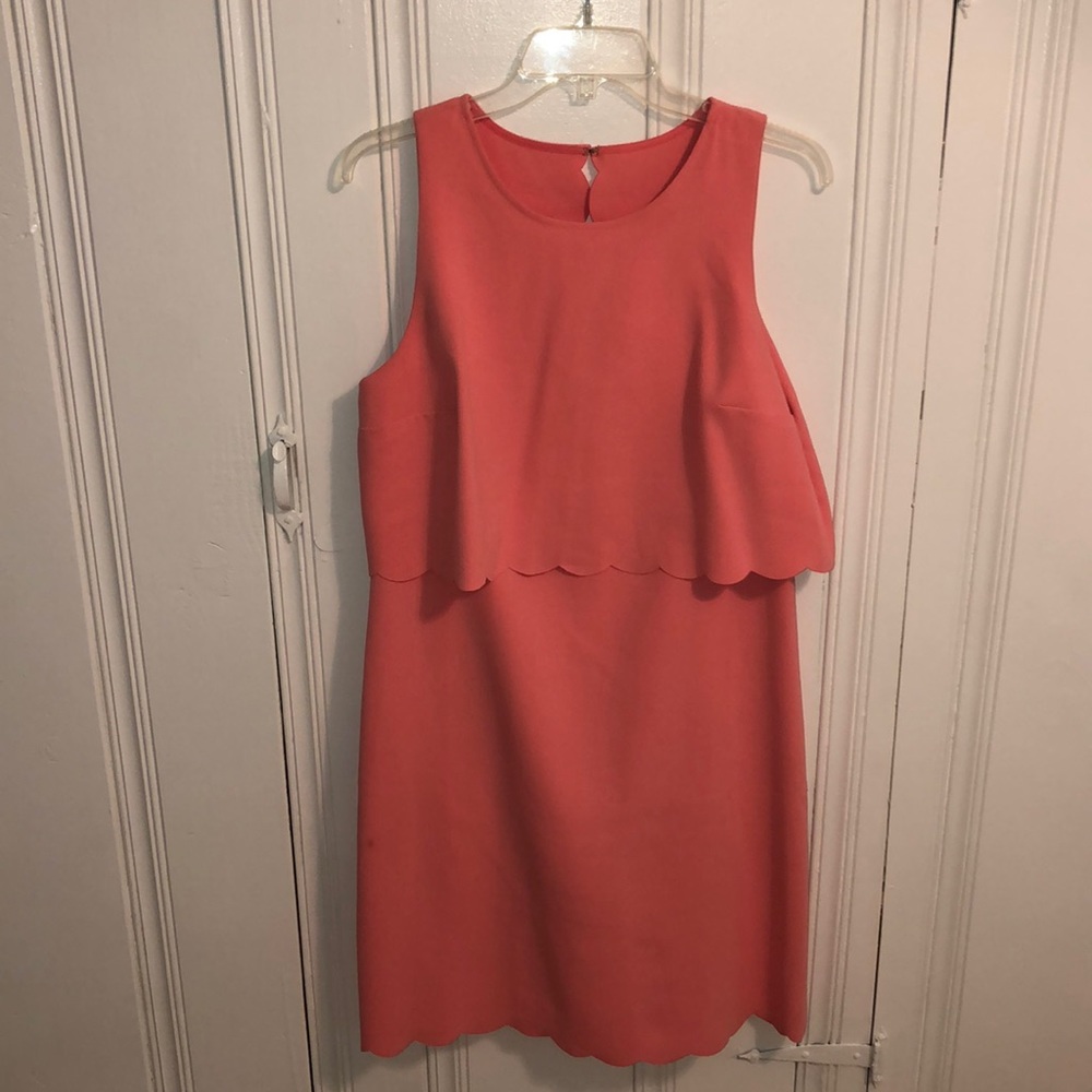 Pink Ann Taylor Loft Scallop Dress